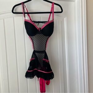 Sexy little things Victoria’s Secret maid outfit lingerie lace ruffles bows 34C